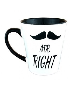 Kubek latte z czarnym uszkiem - Z Wąsem - Mr. RIGHT