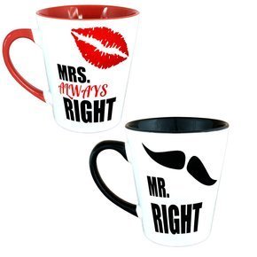 Zestaw Kubków Latte - Mrs. Always Right, Mr. Right
