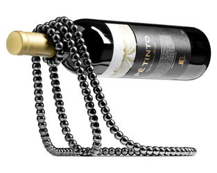 Stojak na wino SZNUR PEREŁ - CZARNY