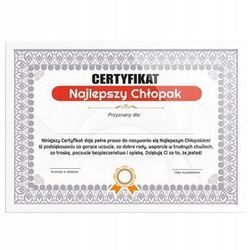 Certyfikat - Najlepszy Chłopak - ramka biała