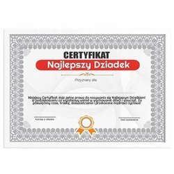 Certyfikat - Najlepszy Dziadek - ramka biała