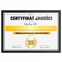 Certyfikat - 30 Urodziny - ramka czarna