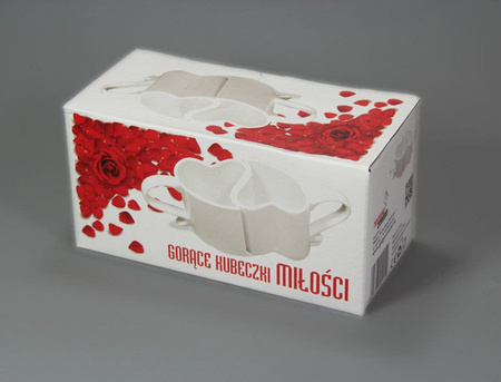 Zestaw białe kubeczki miłości serca z łyżeczkami