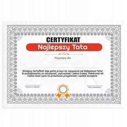 Certyfikat - Najlepszy Tata - ramka biała