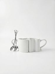 Zestaw białe kubeczki miłości serca z łyżeczkami