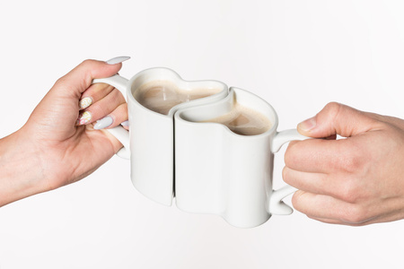 Zestaw białe kubeczki miłości serca z łyżeczkami