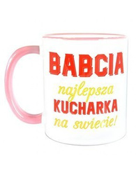 Kubek z różowym uszkiem - Babcia Najlepsza Kucharka Na Świecie