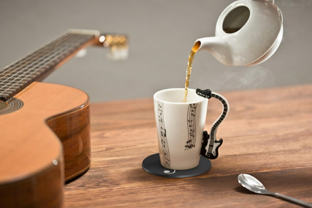 Zestaw muzyka duo - Kubek GITARA ELEKTRYCZNA CZARNA  + podkładka 