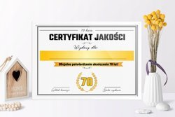Certyfikat - 70 Urodziny