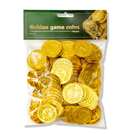 Złote monety do gier i zabawy 144 szt.